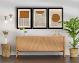 Wallity Cuadro Decorativo de 3 Piezas en MDF con Marco de Madera